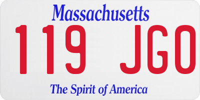 MA license plate 119JG0