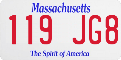 MA license plate 119JG8