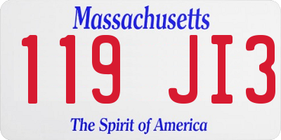 MA license plate 119JI3