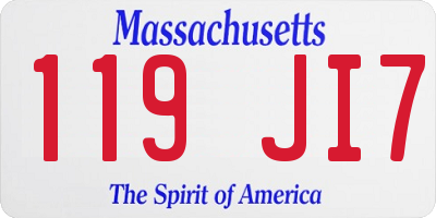 MA license plate 119JI7