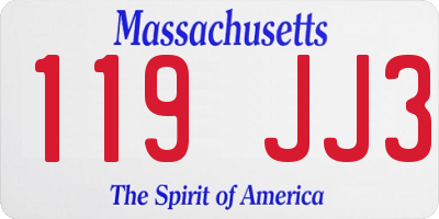 MA license plate 119JJ3
