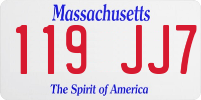 MA license plate 119JJ7