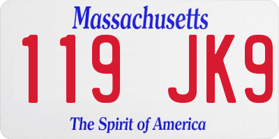 MA license plate 119JK9