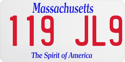 MA license plate 119JL9