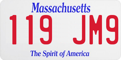 MA license plate 119JM9