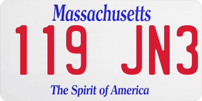 MA license plate 119JN3