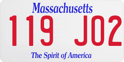 MA license plate 119JO2