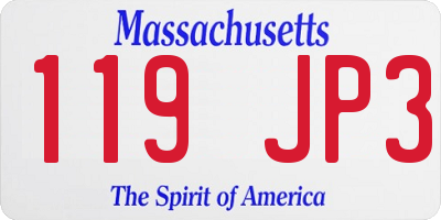 MA license plate 119JP3