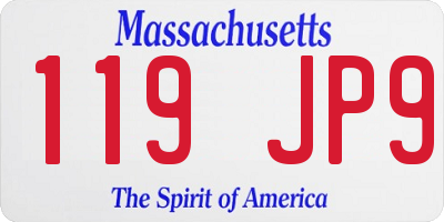 MA license plate 119JP9