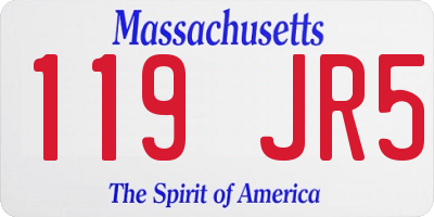 MA license plate 119JR5