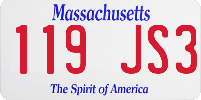 MA license plate 119JS3
