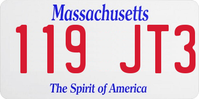 MA license plate 119JT3