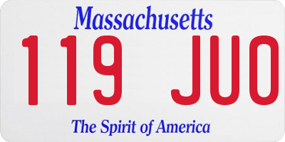MA license plate 119JU0