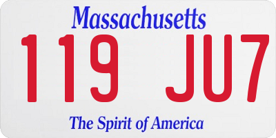 MA license plate 119JU7