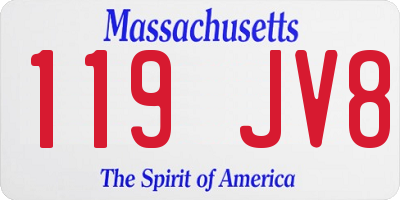 MA license plate 119JV8