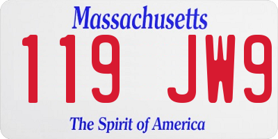 MA license plate 119JW9