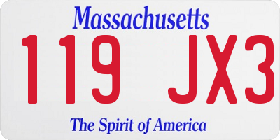 MA license plate 119JX3