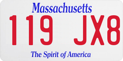 MA license plate 119JX8