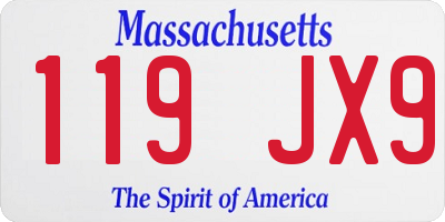 MA license plate 119JX9