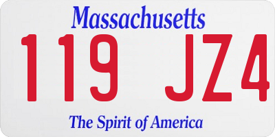 MA license plate 119JZ4
