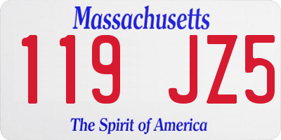 MA license plate 119JZ5