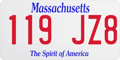 MA license plate 119JZ8