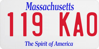 MA license plate 119KA0
