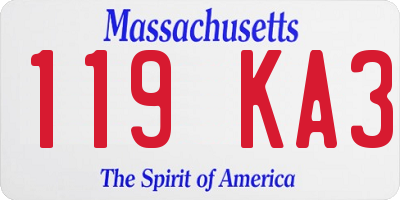 MA license plate 119KA3