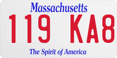 MA license plate 119KA8