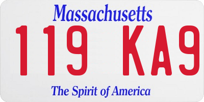 MA license plate 119KA9