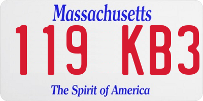 MA license plate 119KB3