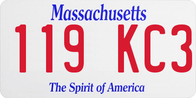 MA license plate 119KC3