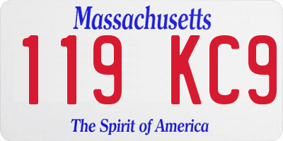 MA license plate 119KC9