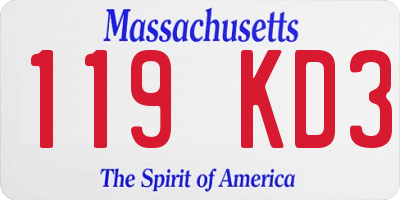 MA license plate 119KD3