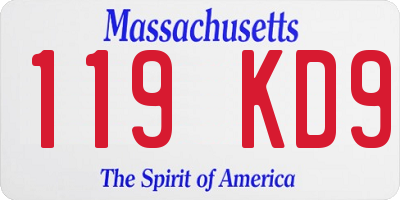 MA license plate 119KD9