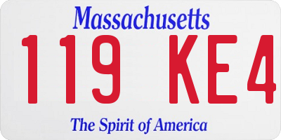 MA license plate 119KE4
