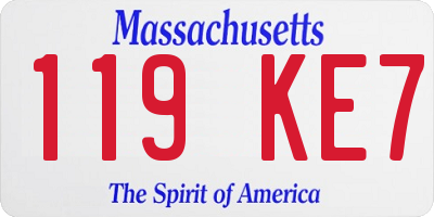MA license plate 119KE7
