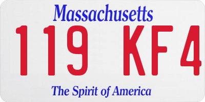 MA license plate 119KF4