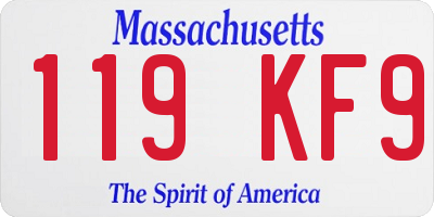 MA license plate 119KF9