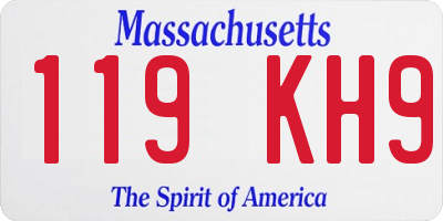 MA license plate 119KH9