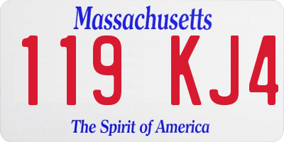 MA license plate 119KJ4