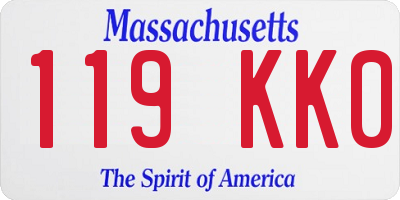 MA license plate 119KK0