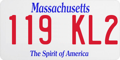 MA license plate 119KL2