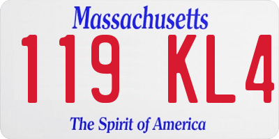 MA license plate 119KL4