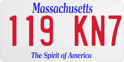 MA license plate 119KN7