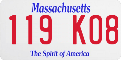 MA license plate 119KO8
