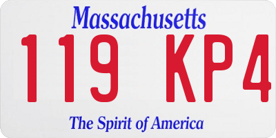 MA license plate 119KP4