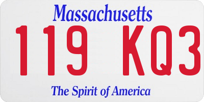 MA license plate 119KQ3