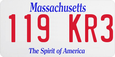 MA license plate 119KR3