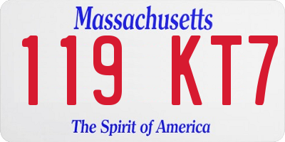 MA license plate 119KT7